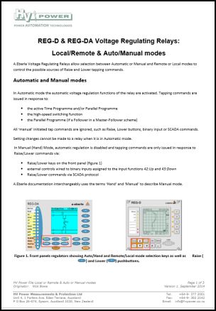 HV Power Voltage Regulator Guide local remote auto manual